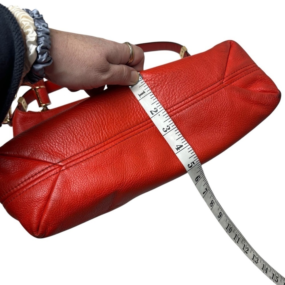 Michael Kors Hobo Bag Orange Red Soft Pebbled Leather with Tassel Large 2 Straps - Picture 11 of 15